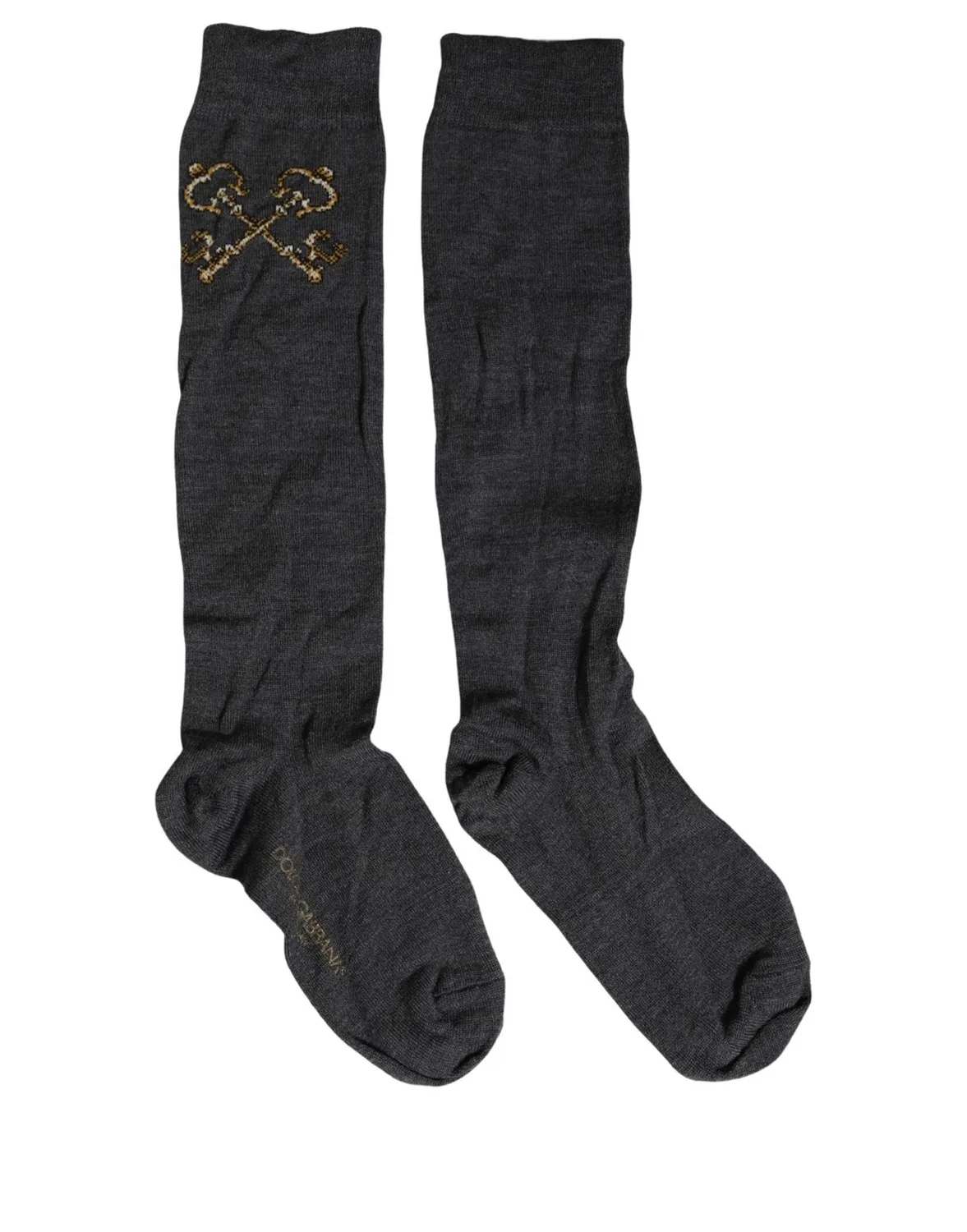 Женские носки до колен с вышитым логотипом Dolce & Gabbana, Dark Gray — фото 3