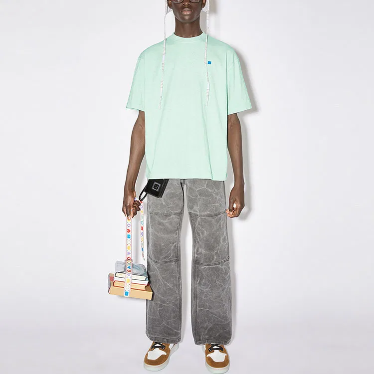 Футболка с длинным рукавом Face Patch Acne Studios, Sea Bubble Green — фото 3