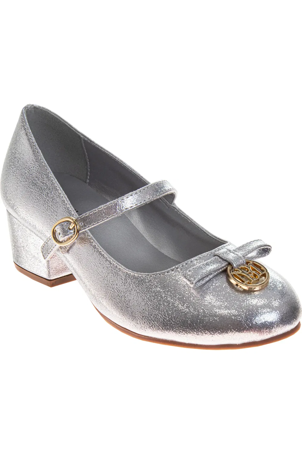 Туфли детские Mary Jane на каблуке Badgley Mischka Collection, Silver