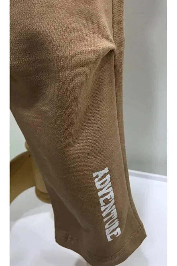 Детский спортивный костюм для мальчиков с принтом Explorer Tracksuit Suit Çikoby, Ekru-Beige — фото 3