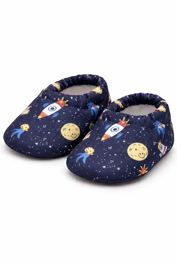 Детские пинетки для новорожденных с принтом Peppino, Navy Blue — фото 2