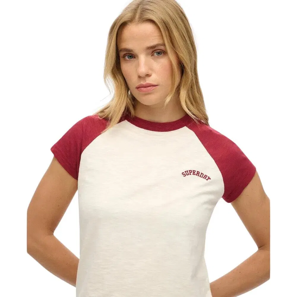 Женская хлопковая футболка с рагланом Superdry, Bordeaux — фото 4