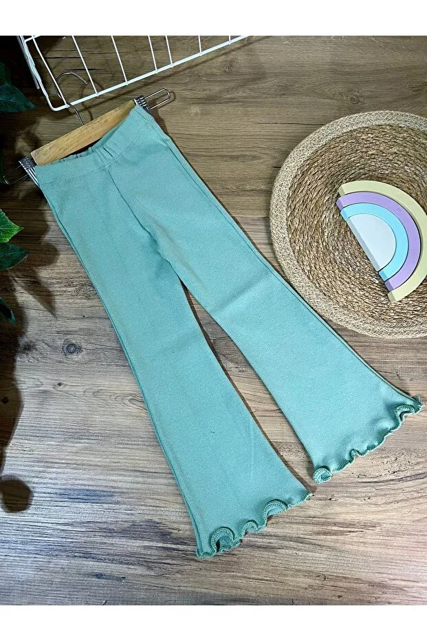 Детские леггинсы для девочек хлопковые с длиной миди Ribbed Knit Babyelisco, Mint Green