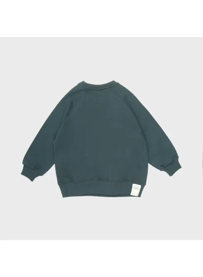 Свитшот с принтом слоненка и надписью реглан с длинным рукавом Zara, темно-зеленый — фото 3