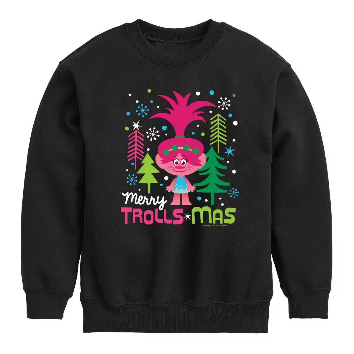 Детское свитшот с длинным рукавом с принтом Merry Trollsmas Poppy Trolls, Black