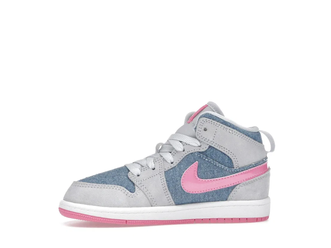 Детские кроссовки Lifestyle Jordan 1 Mid SE Denim Sequin Jordan, Cobalt Bliss/White/Pink Glow — фото 3