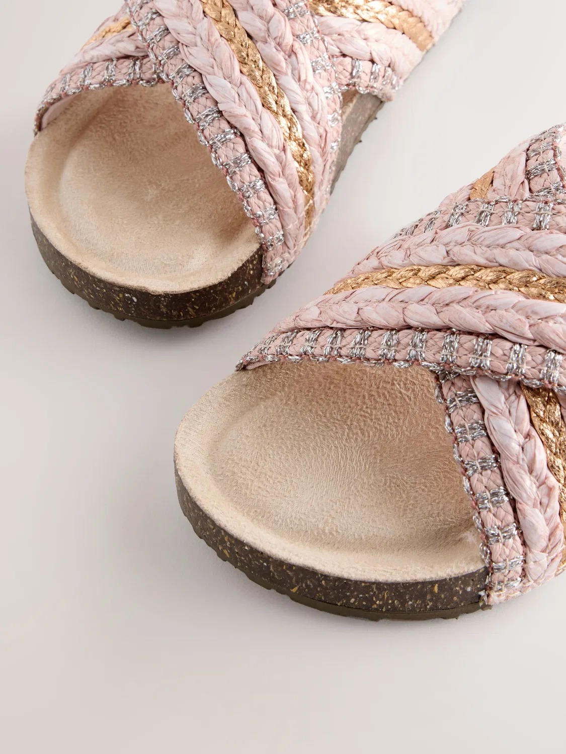 Сандалии на пробковой подошве Pink Slip On Corkbed Sandals Next, розовый — фото 3