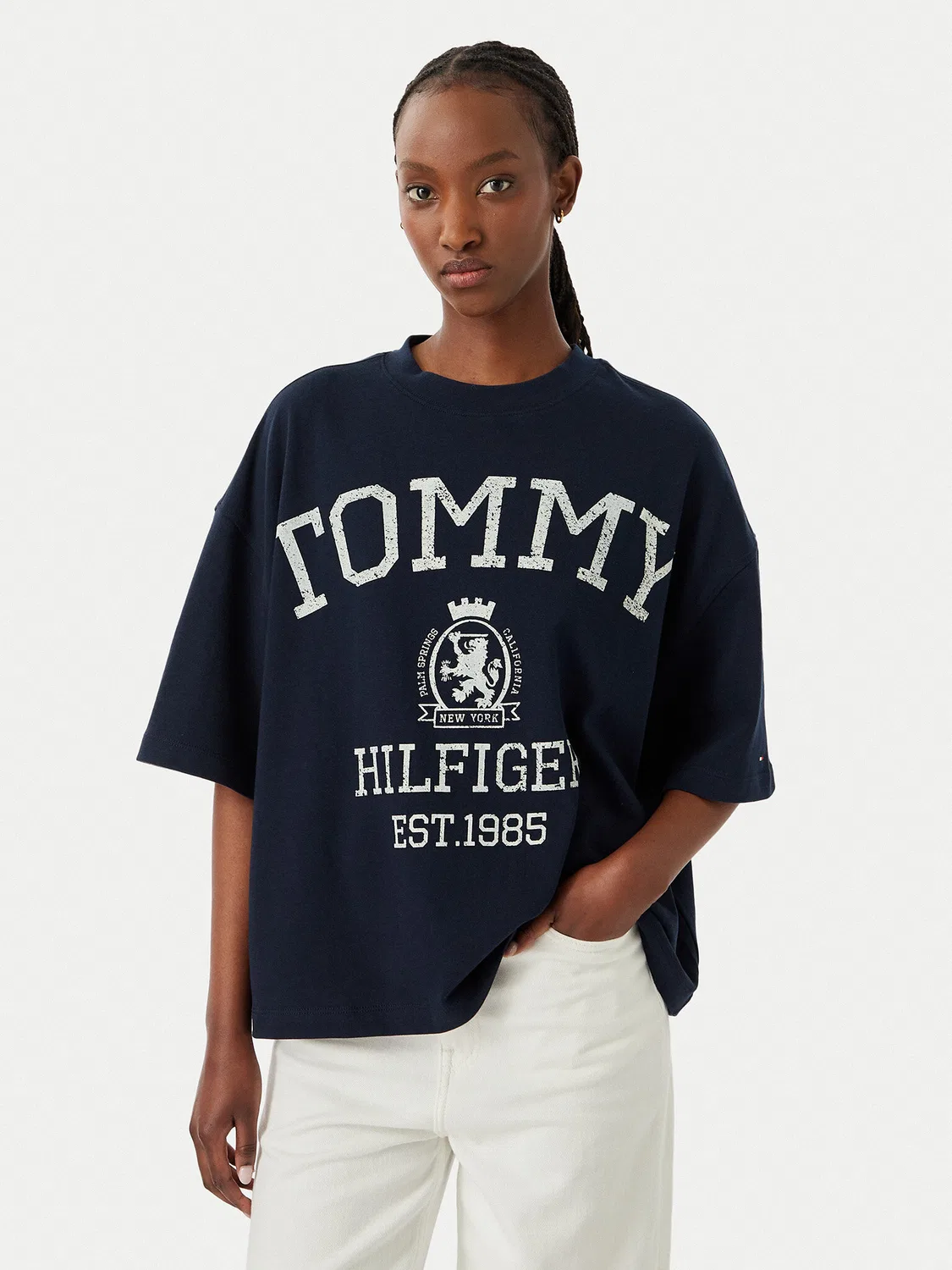 Женская футболка свободного кроя Varsity Tommy Hilfiger, темно-синий