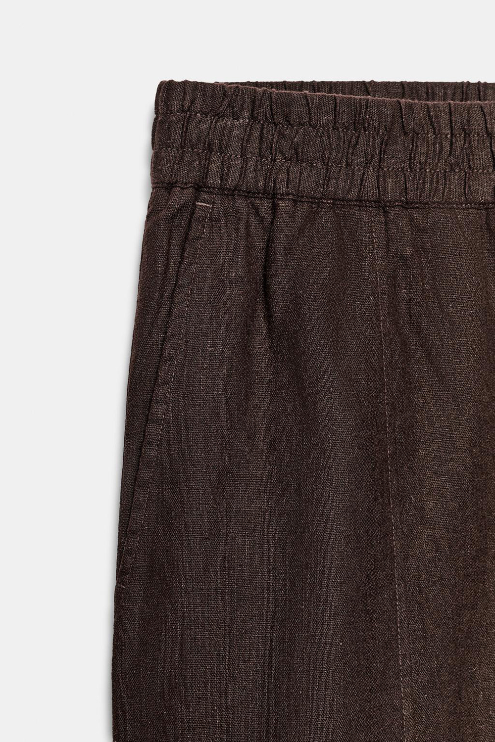 Брюки Zara Barrel Linen Blend, коричневый — фото 3