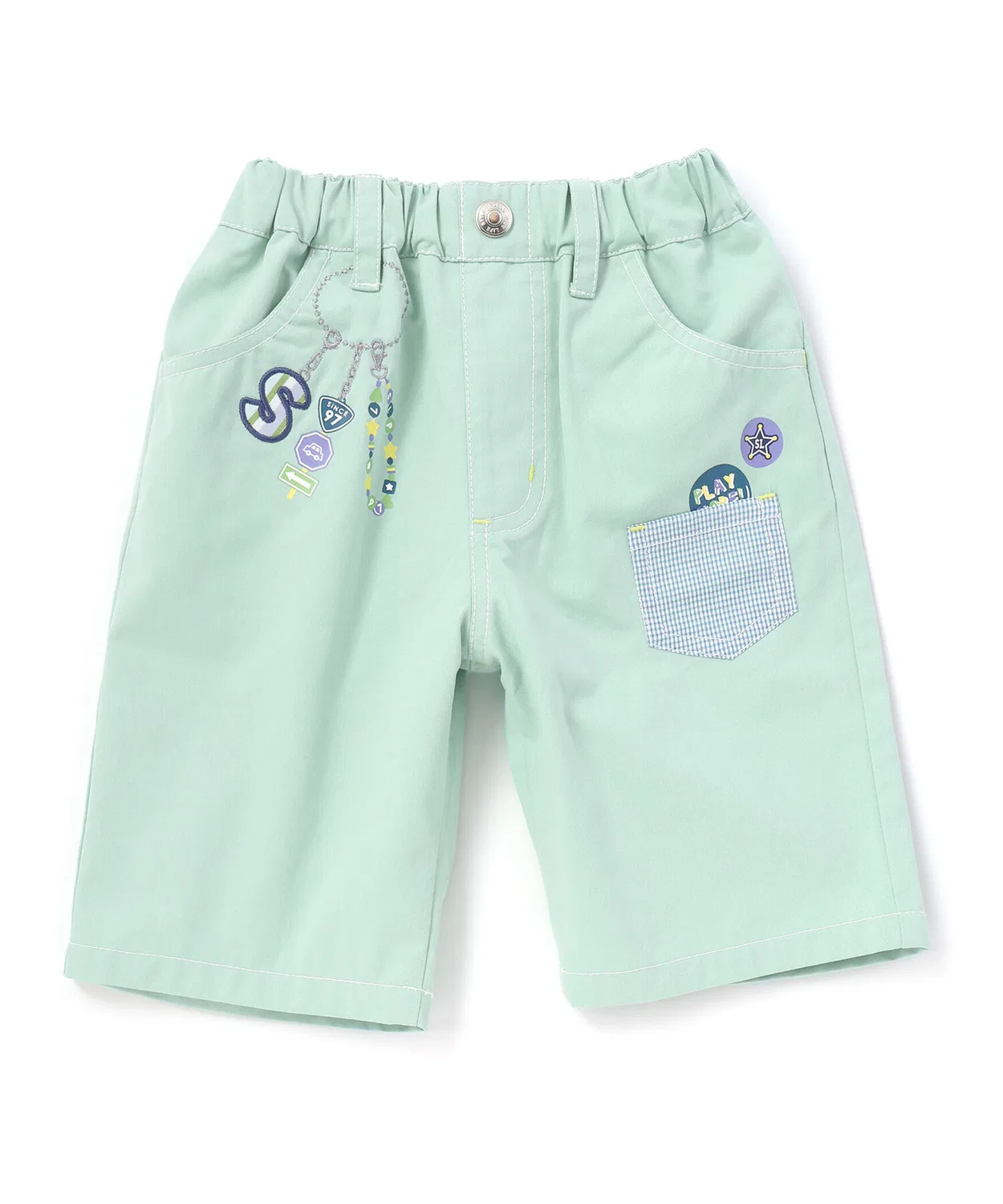 Детские шорты с принтом Key Chain Embroidery SLAP SLIP, Green