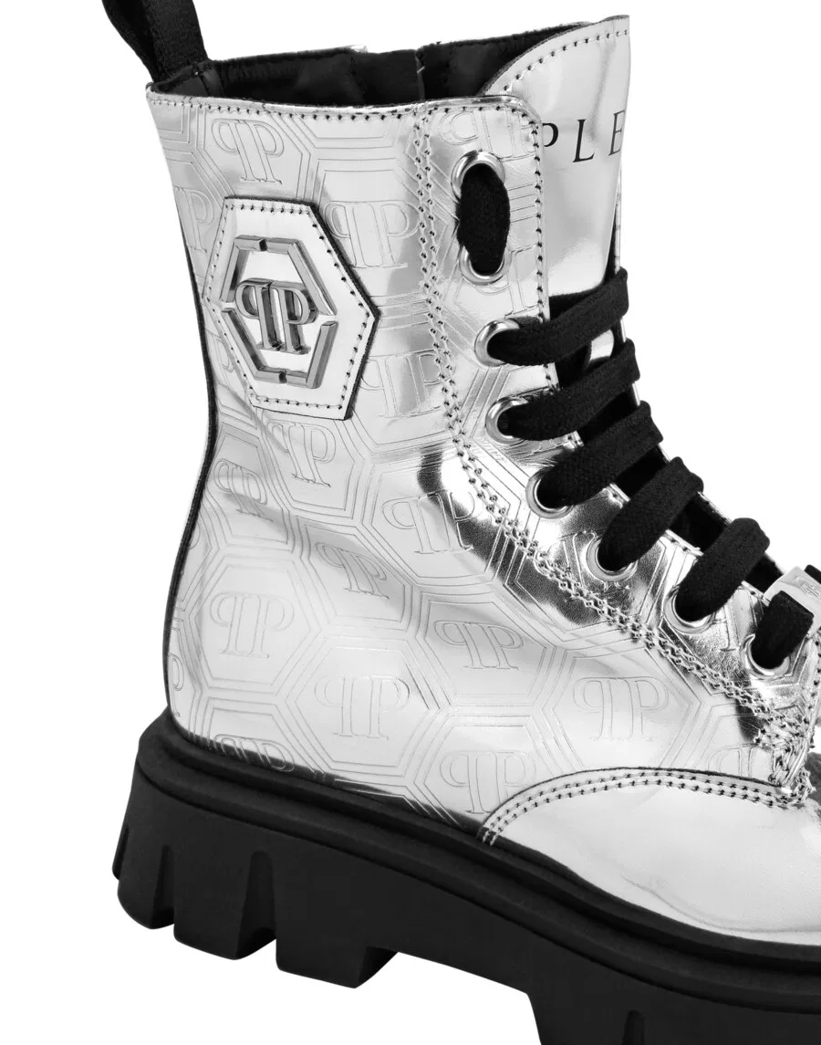 Ботинки Philipp Plein серебристого цвета — фото 4