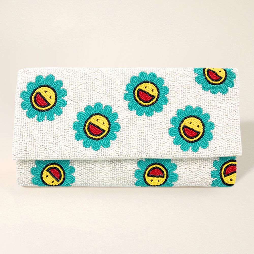 

Цветочная бисерная сумка-клатч через плечо FASHNZFAB, Turquoise