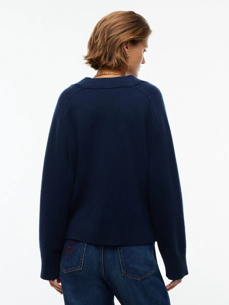 Вязаный кардиган TOMMY HILFIGER темно-синего цвета — фото 4