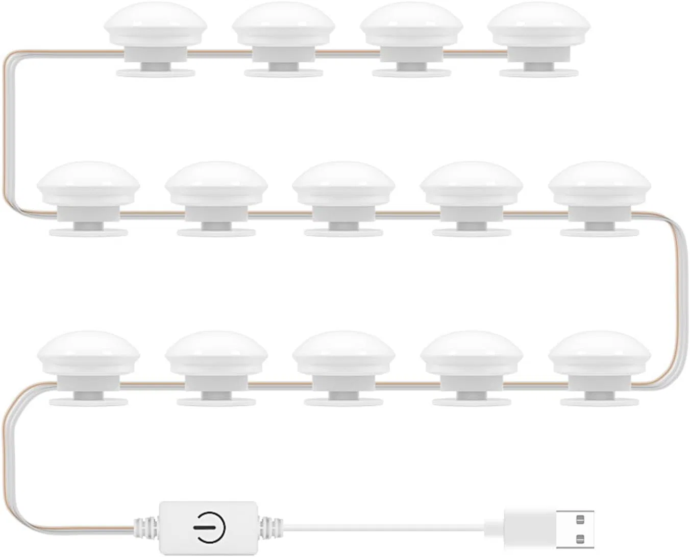 Зеркало с LED-подсветкой, регулируемая яркость, Qcwwy, 14 лампочек