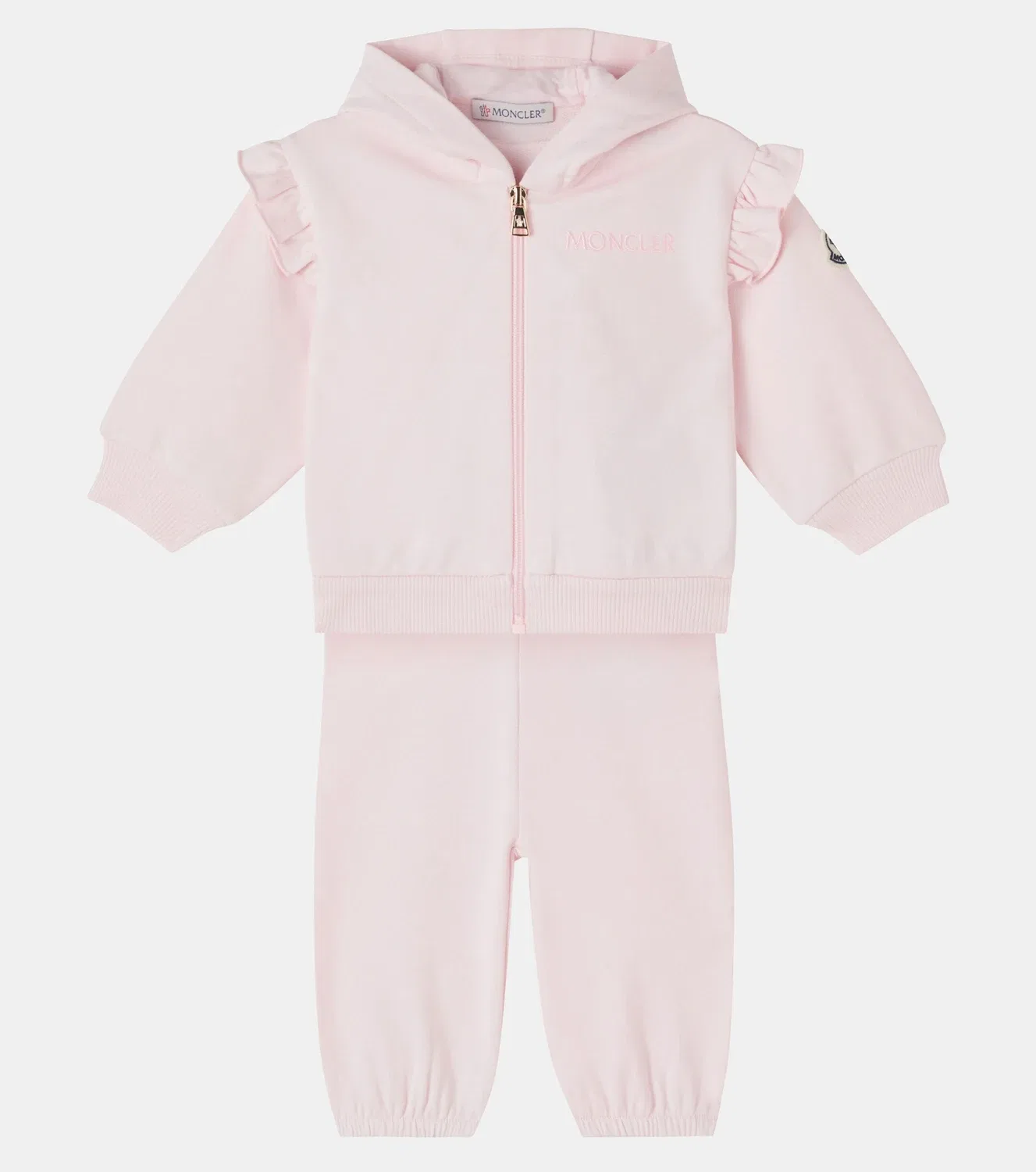 Комплект из флисового худи и спортивных штанов для малышей Moncler Enfant, розовый — фото 2