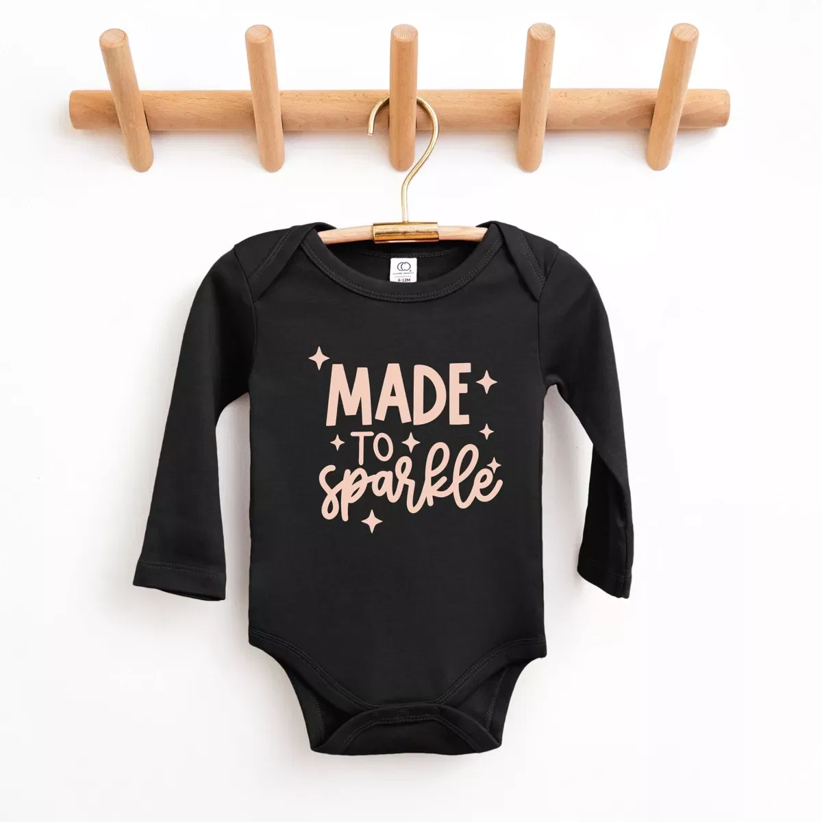 Детский боди с длинным рукавом Made To Sparkle The Juniper Shop, Black — фото 2