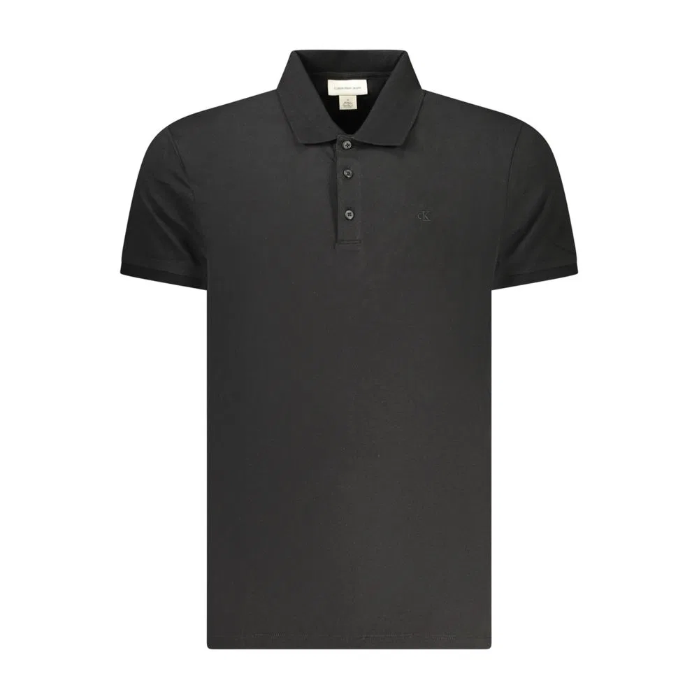 Мужское поло классического кроя с вышитым логотипом Calvin Klein, Black