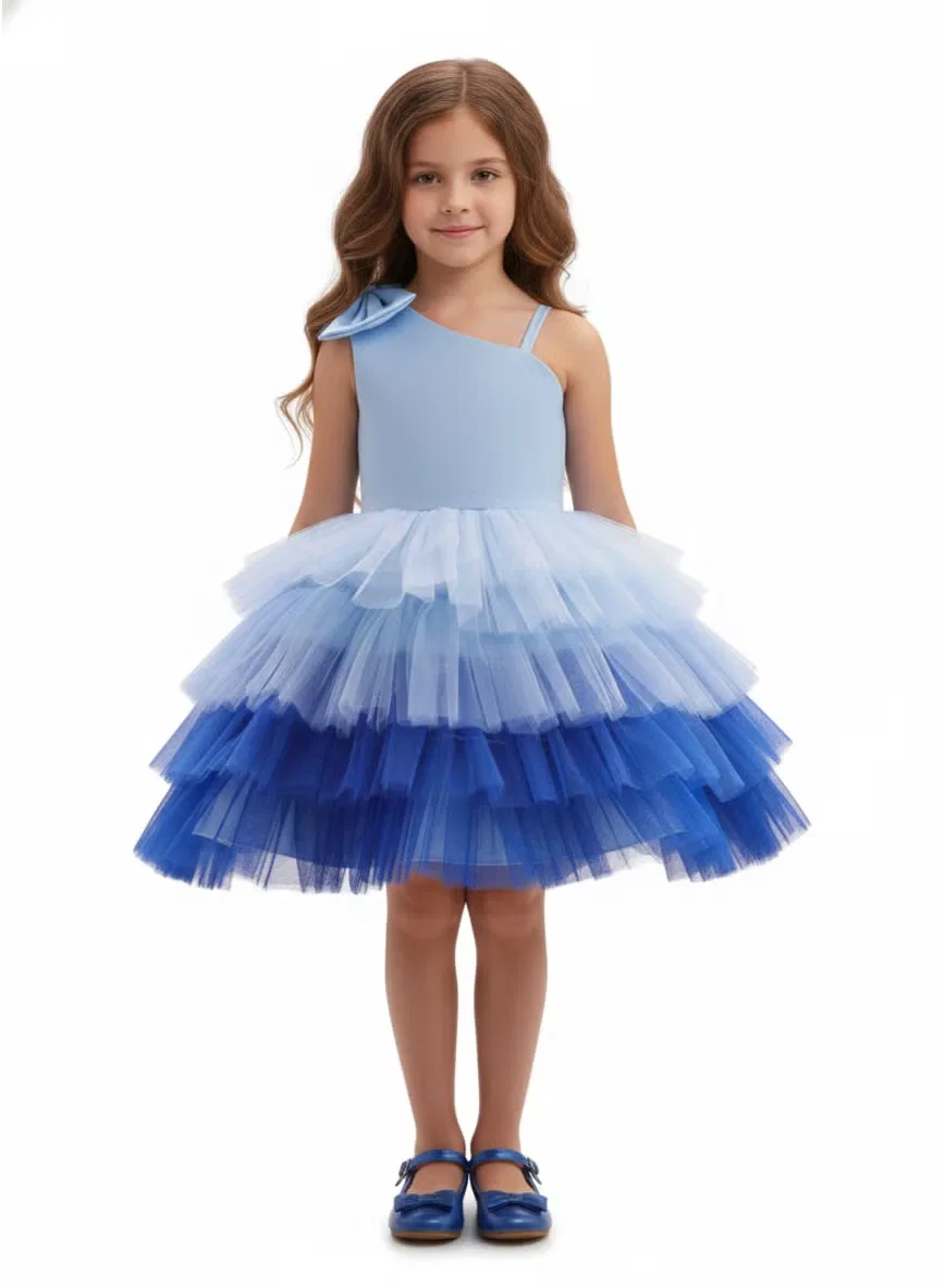 Платье с бантом на одно плечо Fairy blue frock Bidani, синий