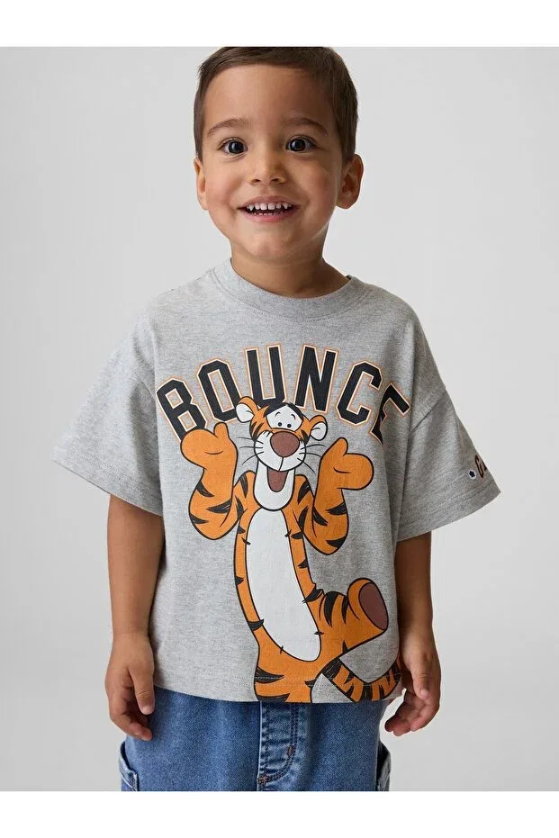 Детская футболка для мальчиков с принтом Winnie the Pooh Oversized Graphic Printed Gap, Gray-001