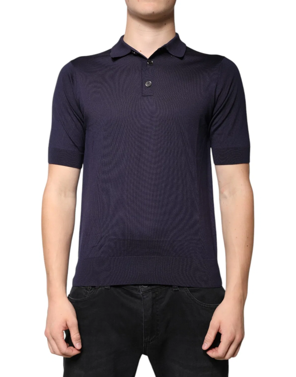 Мужское поло с коротким рукавом Blue Silk Collared Short Sleeves Polo T-shirt Dolce & Gabbana, Blue