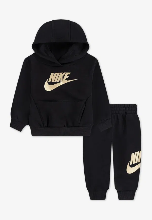 Спортивный костюм из футера с принтом Nike Sportswear black, metallic gold, черный/золотой
