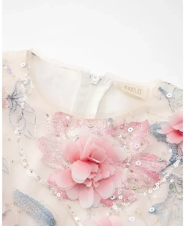 Детское платье для девочек без рукавов Rosalia Embroidered Marlo Kids, Floral — фото 3