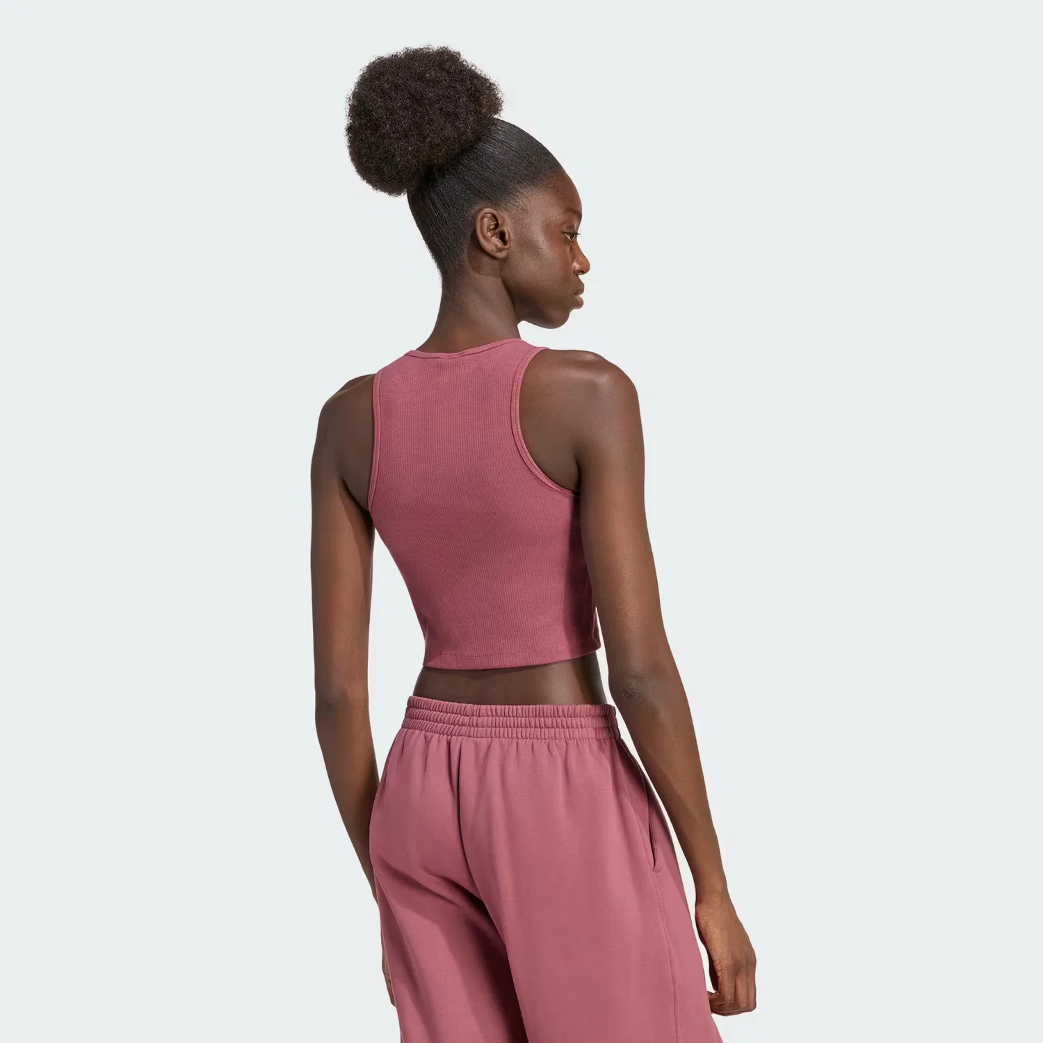 Женская майка в рубчик с круглым вырезом Essentials Rib Tank Top Adidas Originals, бордовый — фото 2