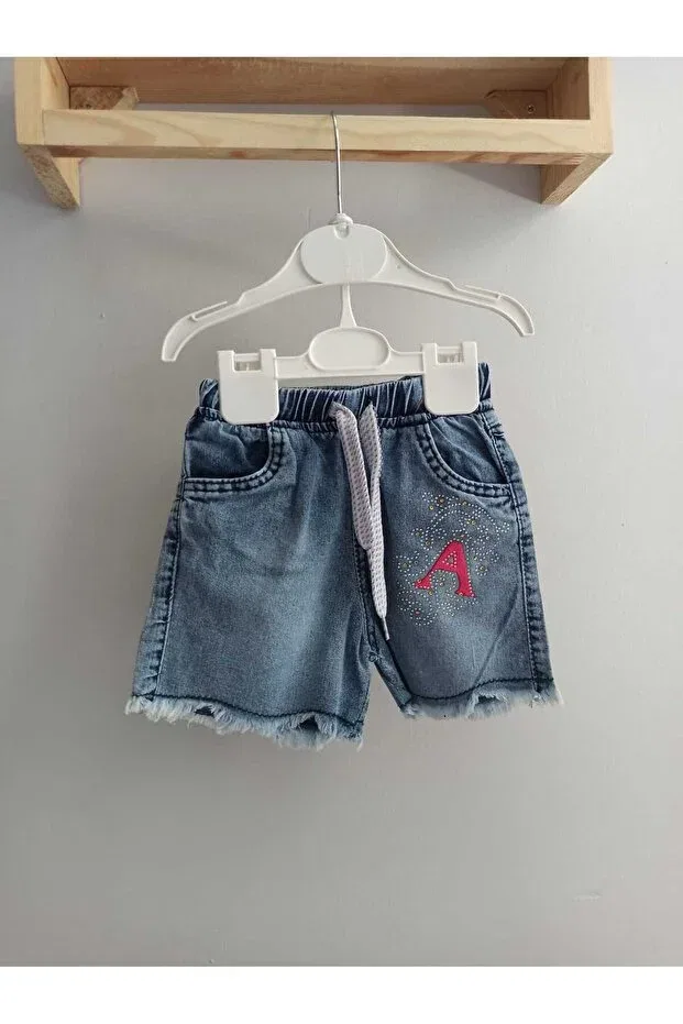 Детские джинсовые шорты для девочек с карманами Basics Minilkabebe, Denim — фото 2