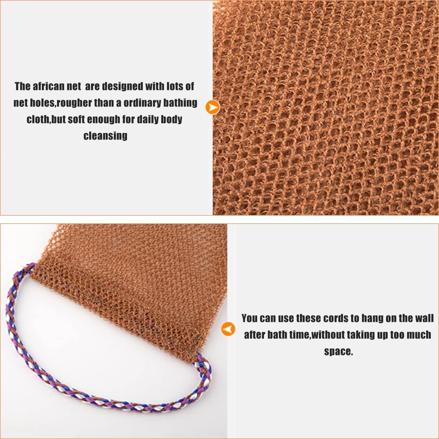 Африканская эксфолирующая мочалка Nylon, 3 шт, Blue, Purple Yrarbil — фото 4