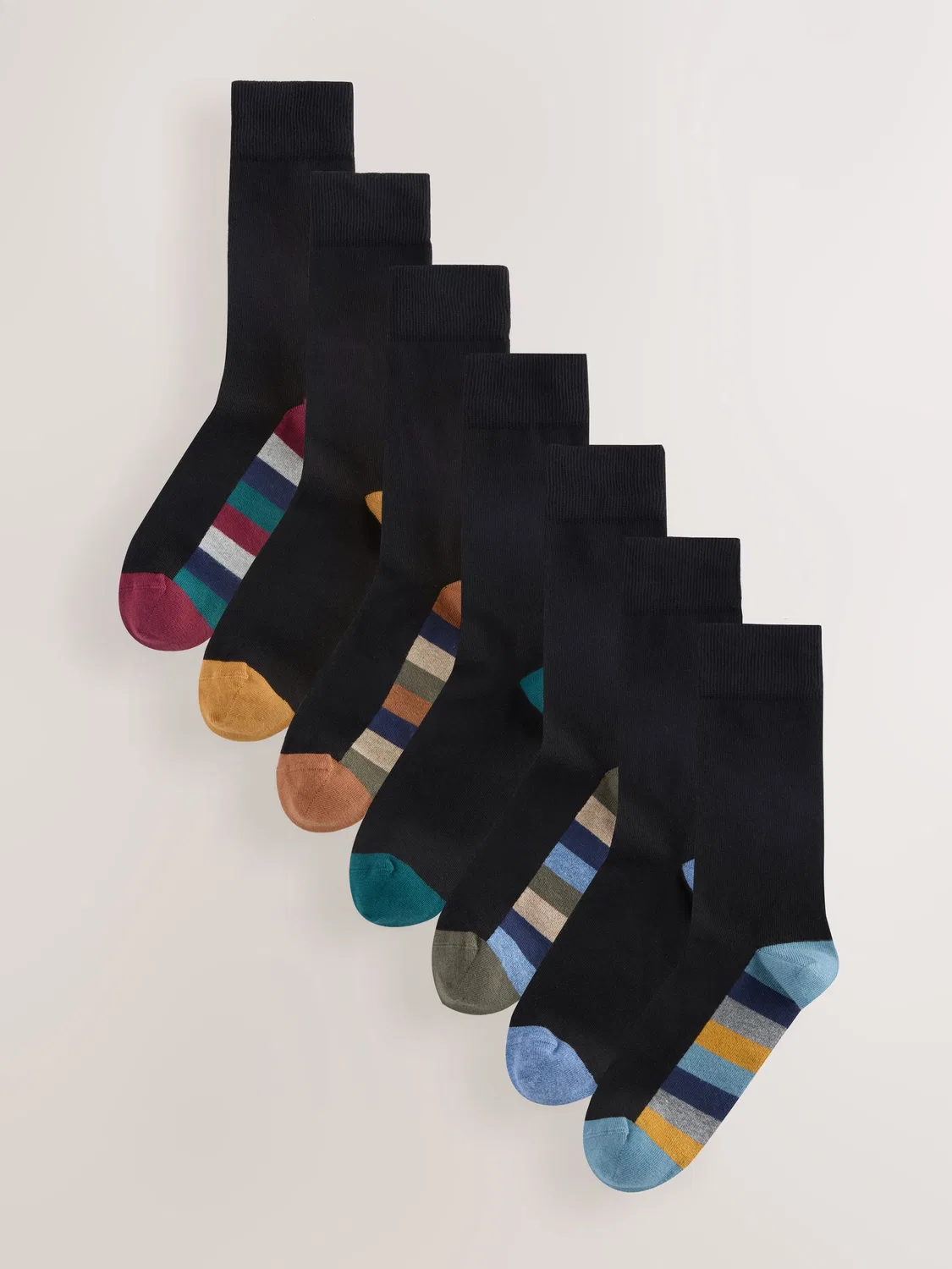 Носки, хлопковые, мультипак Next, Black Rugby Stripe