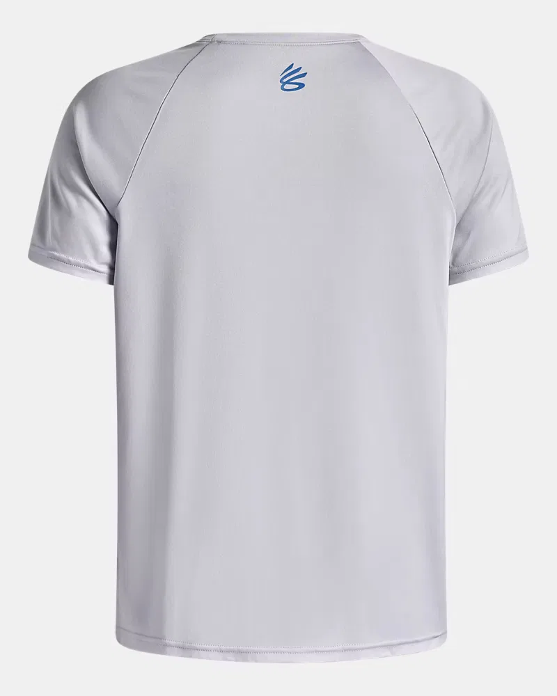 Футболка баскетбольная с коротким рукавом, быстросохнущая, UA Tech Basketball, UnderArmour, Mod Gray/Aegean Blue — фото 2