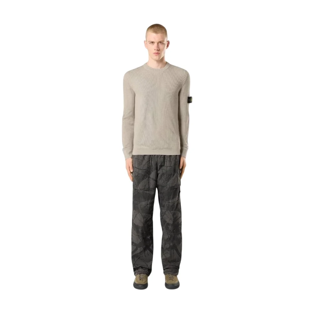 Мужской вязаный свитер Stone Island Regular-fit Crewneck With Fine-ribbed Trims, песочно-меланжевый