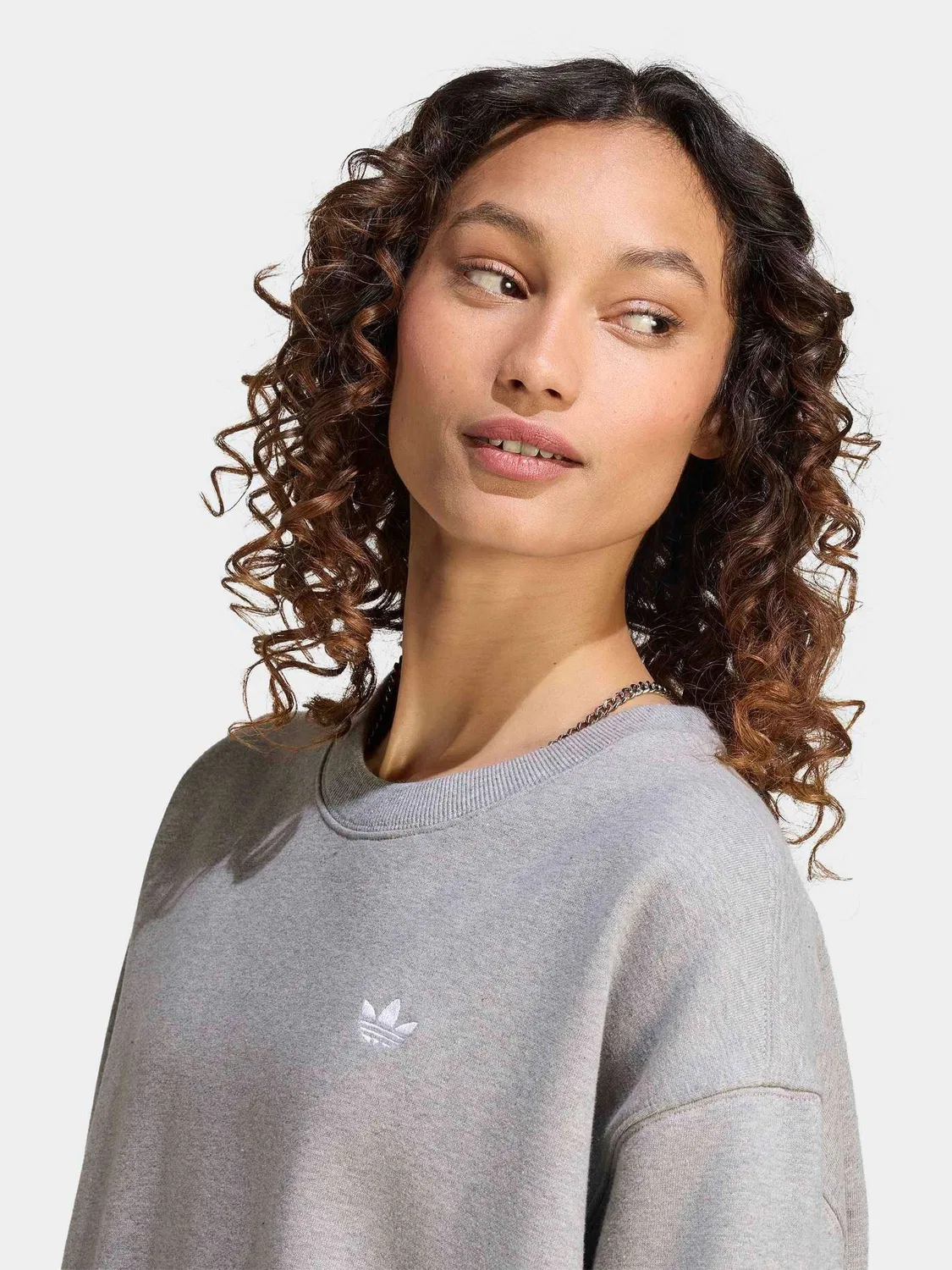 Свитшот оверсайз, флисовый Essentials, adidas Originals, серый — фото 4