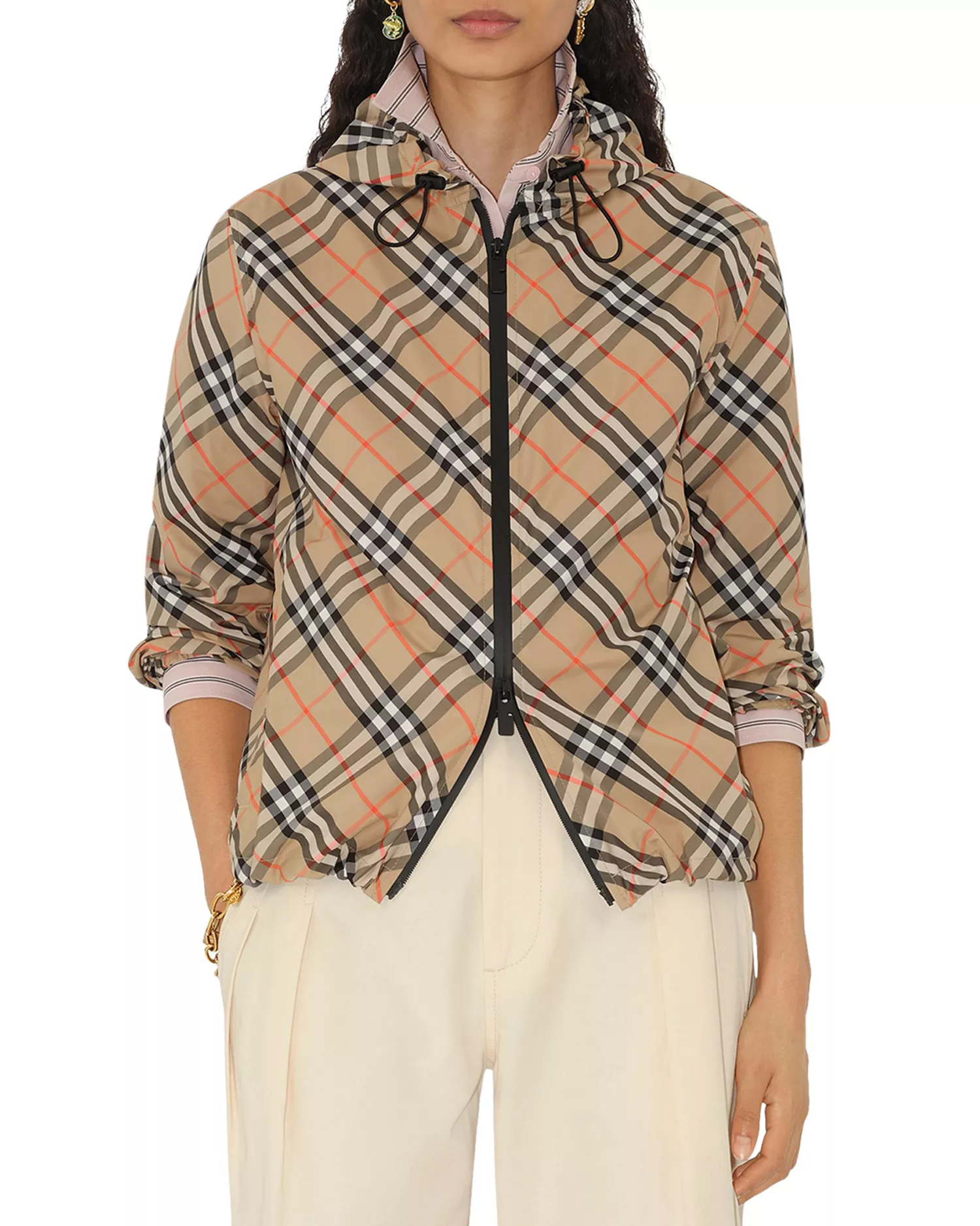 Куртка Burberry Salcombe Check Hooded, повседневная носка, коричневый/бежевый