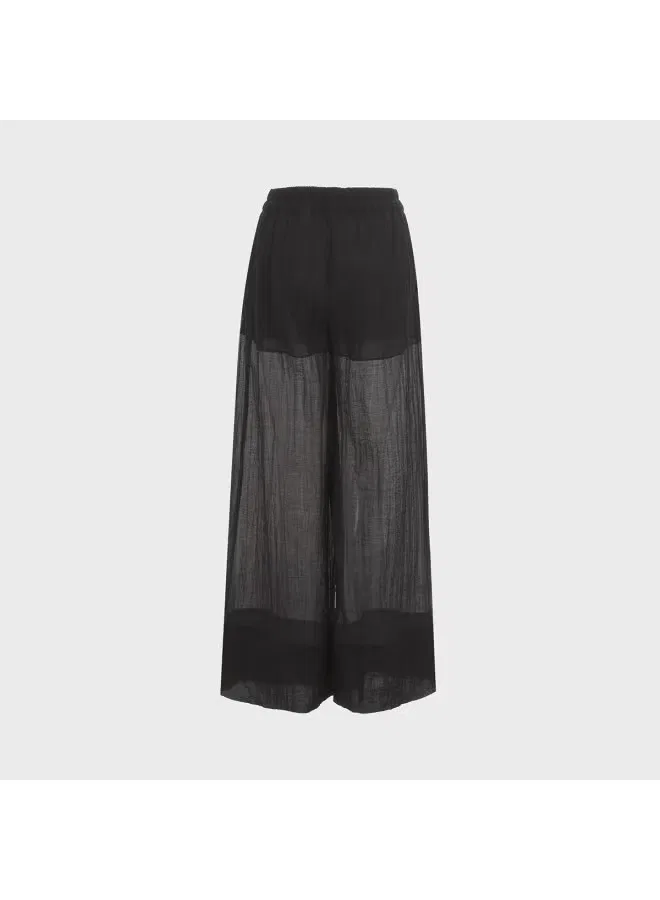 Брюки широкие с мягким эластичным поясом Yamamoto Zara, черный — фото 3