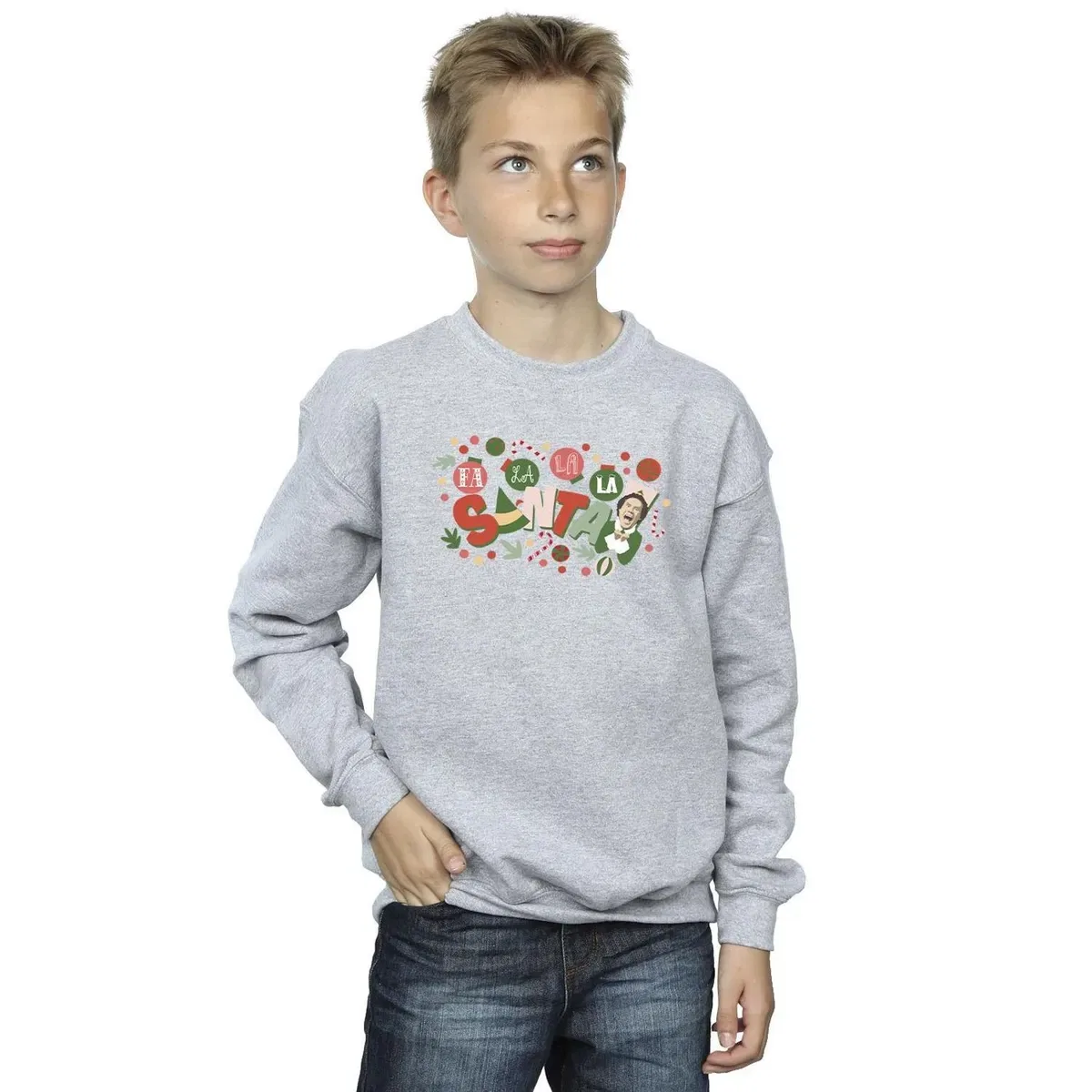 Свитшот с принтом Santa Fa La La Elf, Grey