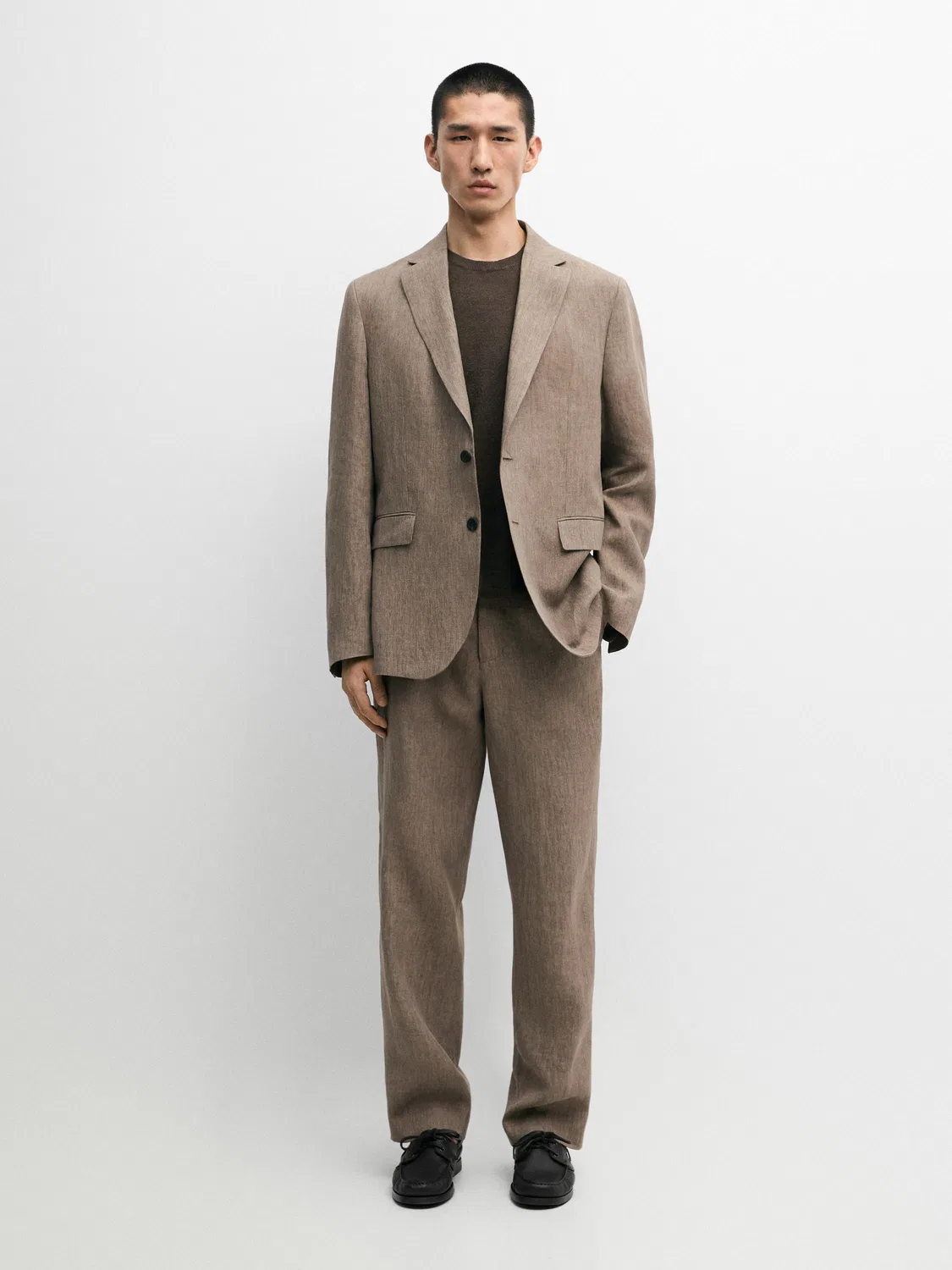 Блейзер из 100% льна Massimo Dutti, Ochre