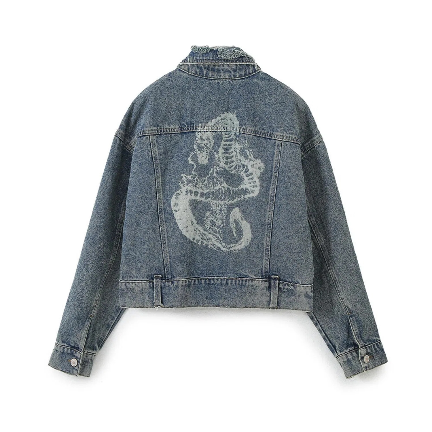 Женская джинсовая куртка с коротким воротником, Denim Jacket — фото 2