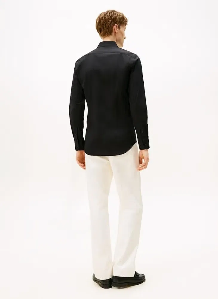 Рубашка с вышивкой флага Slim Fit Tommy Hilfiger, черный — фото 2