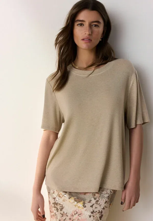Футболка оверсайз Tabitha Simmons Short Sleeve T-shirt Next, Oatmeal, овсяный