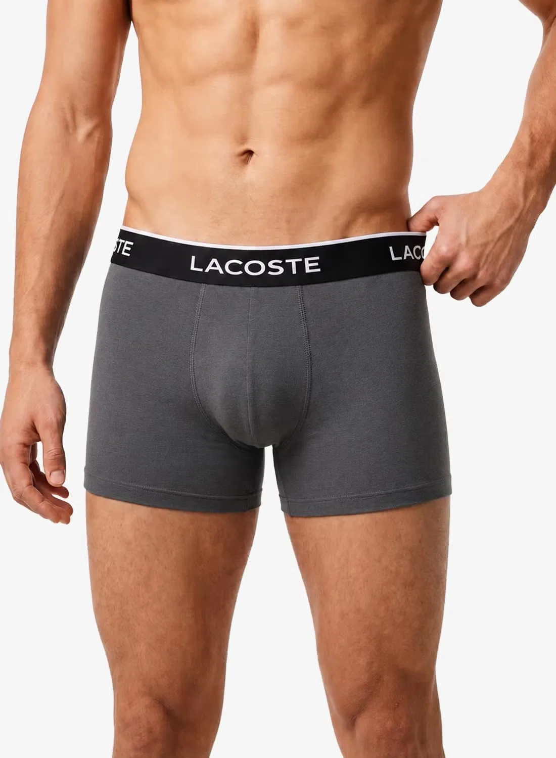 Трусы-боксеры эластичные, комплект из 3 штук, Lacoste, серебристый — фото 4