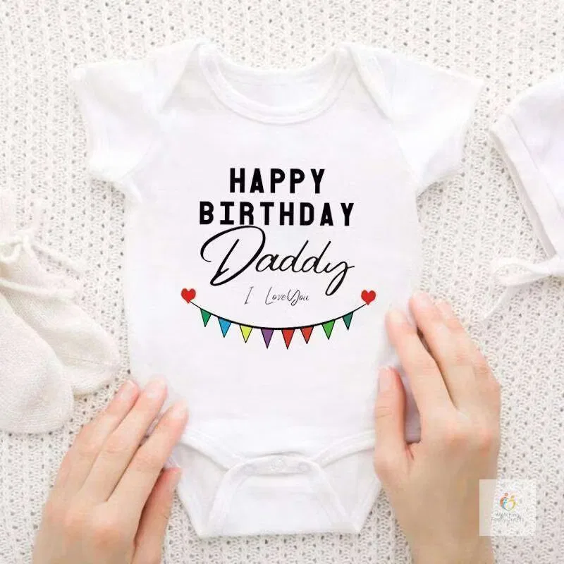 Боди-комбинезон с принтом и надписью Happy Birthday Daddy Matching Family Outfits, белый