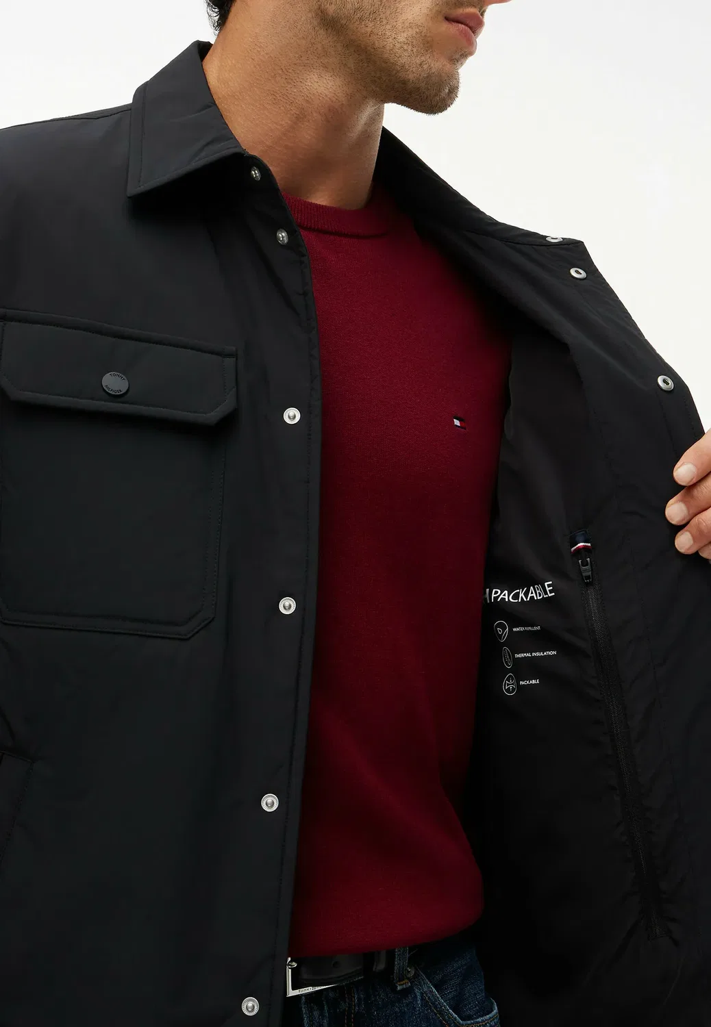 Складная легкая рубашка-куртка - летняя куртка Tommy Hilfiger, Black — фото 4