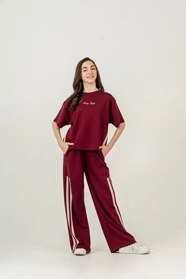 Детский комплект для девочек с вышивкой Mışıl Kids, Burgundy