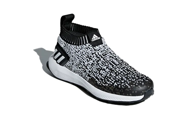 Детские беговые кроссовки без шнуровки с дышащим верхом Adidas, Black White — фото 4