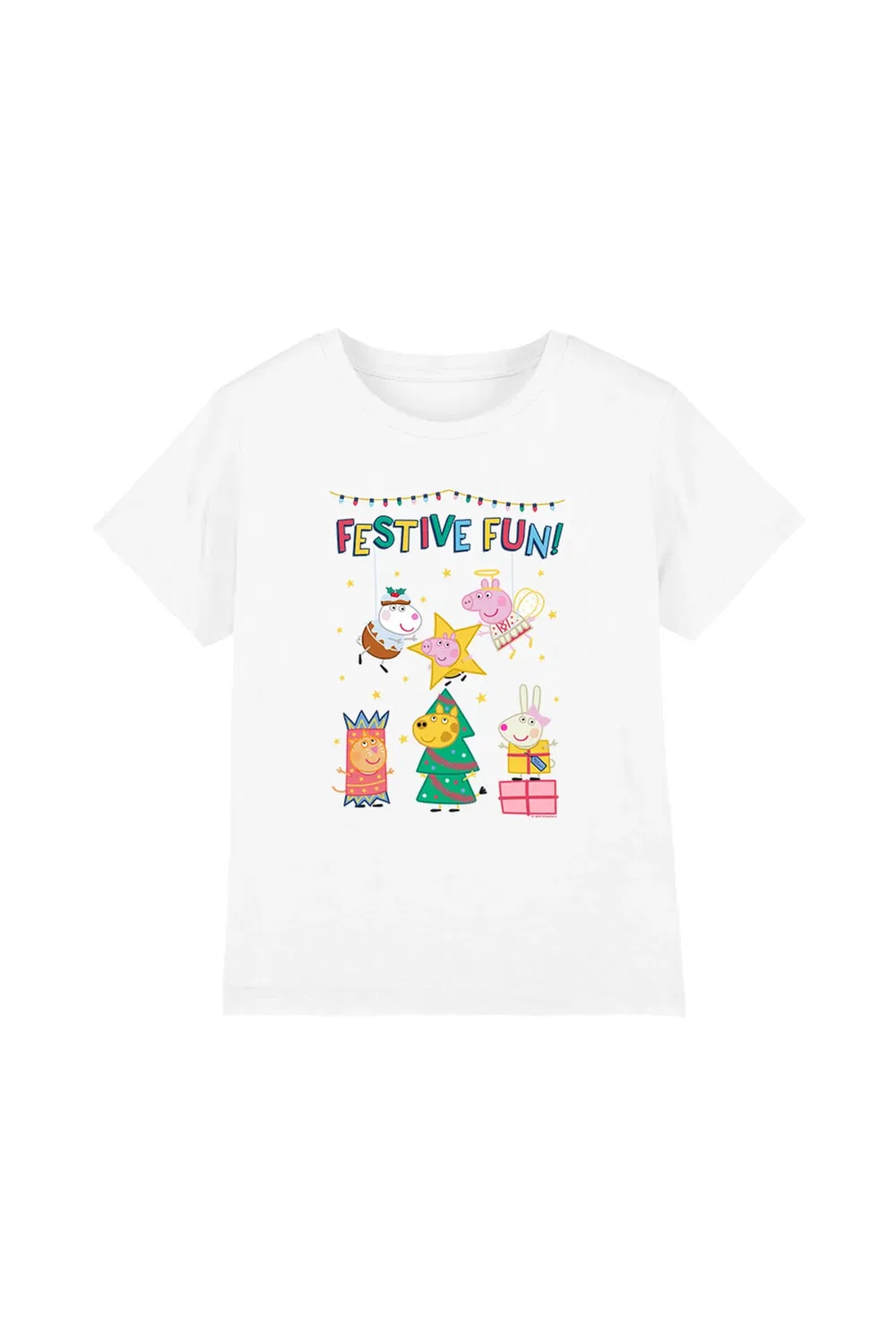 Детская футболка с принтом Festive Fun Nativity Peppa Pig, White