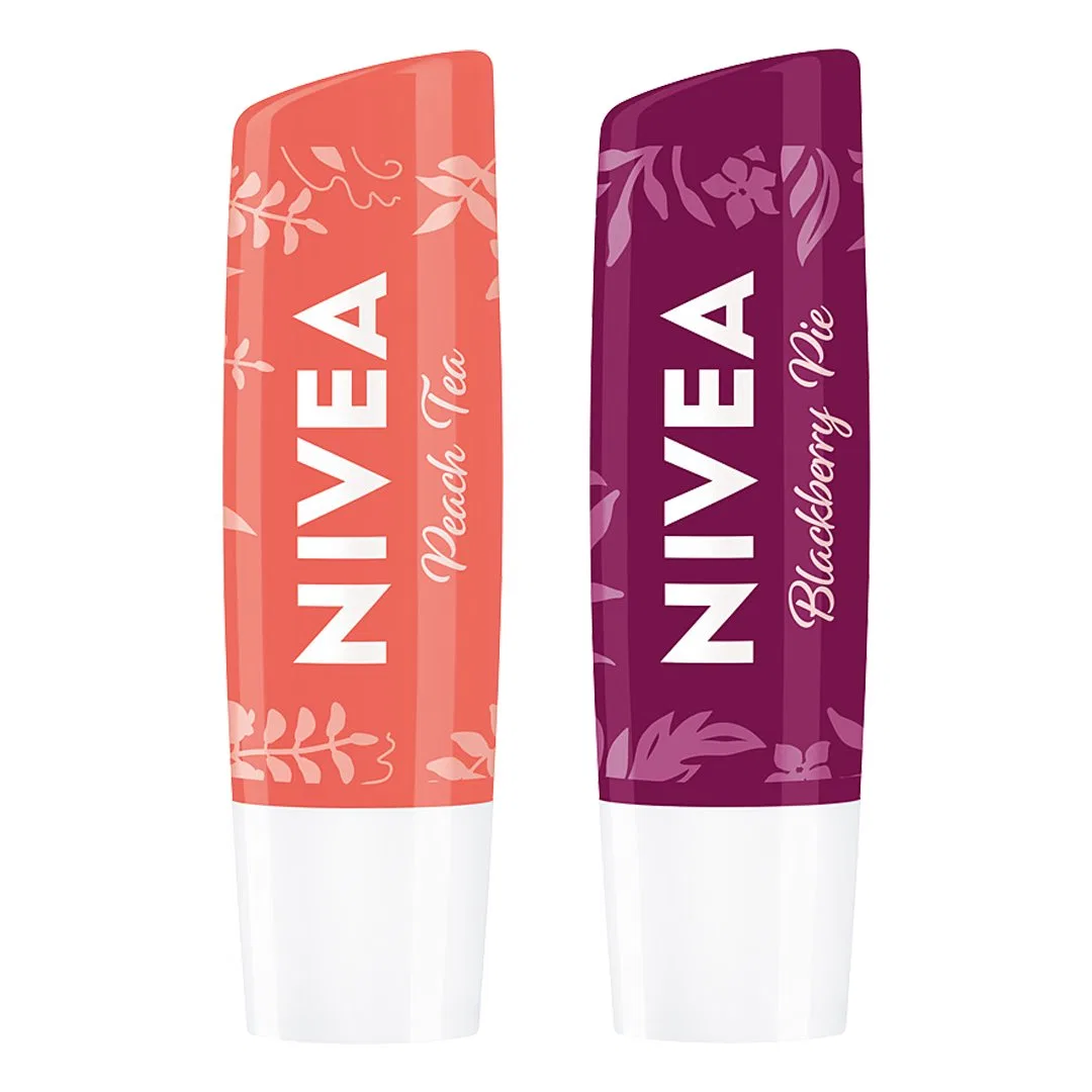 Набор увлажняющих бальзамов для губ Peach Tea + Blueberry Pie Bridgerton Edition NIVEA, Peach Tea/Blueberry Pie — фото 3
