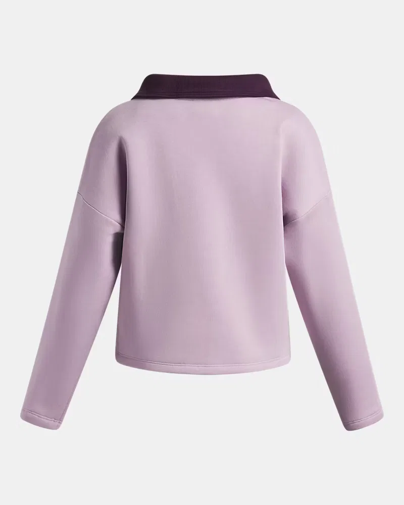 Футболка с длинным рукавом для девочек из хлопкового флиса UA Rugby UnderArmour, Mauve Pink/Prime Pink — фото 2