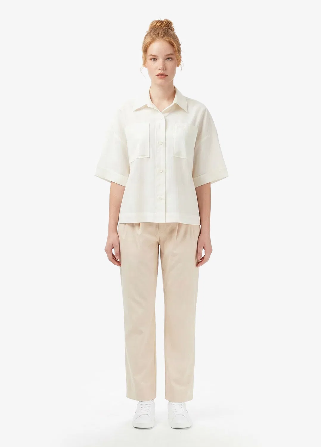 Блуза Lacoste Relaxed Fit Truvakar, кремовая — фото 4