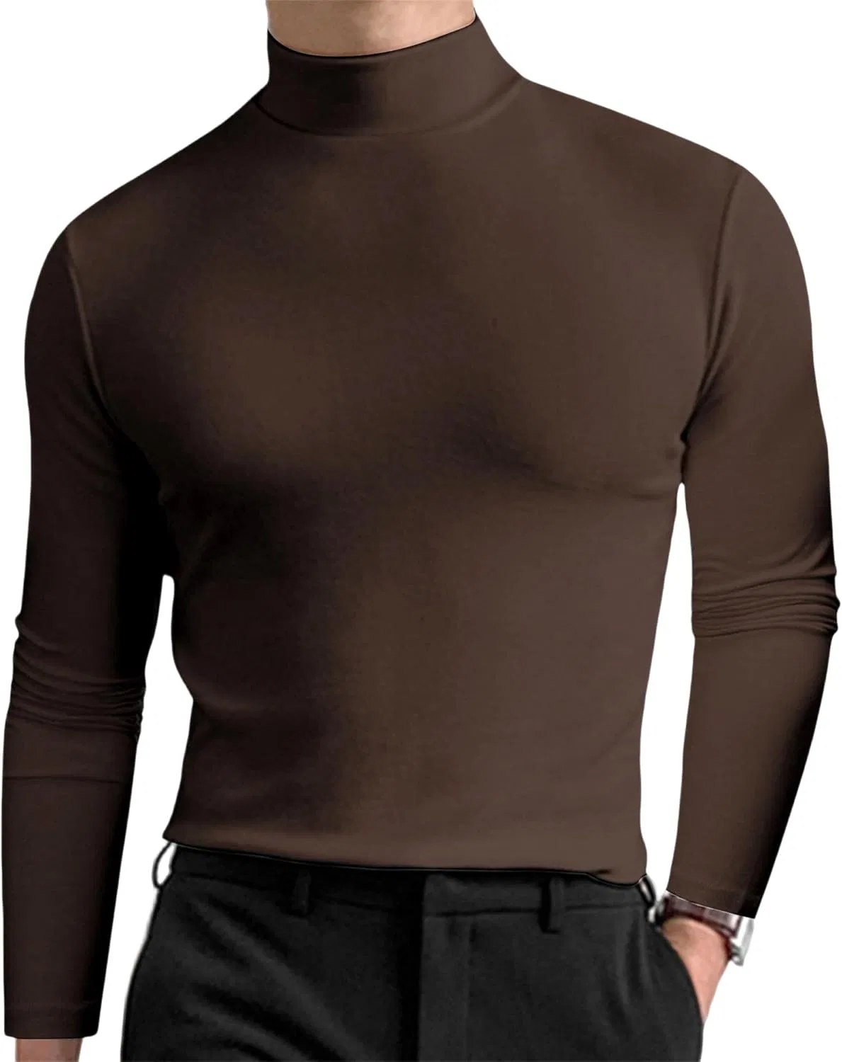 Мужская водолазка слим-фит Mock Neck Top, Coffee